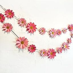 Sky Goodies Pink Daisy Flower Wall and Party Decor. This Easy Decor kit Comes with 18 Paper Flowers, Needle, 10 feet Satin Ribbon and Sticky Foam Squares.-image-17