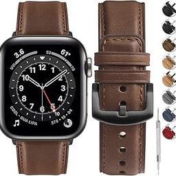 Fullmosa Premium Leather Bands Compatible with Apple Watch Strap 42mm(Series 10) 38mm 40mm 41mm,Yola Bracelet for iWatch SE2 SE Series 9 8 7 6 5 4 3 2 1,38mm 40mm 41mm Dark Brown-21