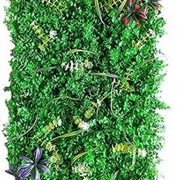 ENUTROF Artificial Wall Grass || Vertical Garden for Home and Decoration|| Artificial Vertical Garden Grass Wall Panel||No-08 Green Color with Colourful Leaves || (1 Piece) (Size: 40 X 60cm)-image-70