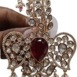 Red Gold Sarpech Kalangi Jewellery Gold Plated Traditional Stone Pearl Drop Safa Kalangi Brooch for Groom/Men/Dulha Pagadi.-picture-23