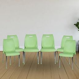 ITALICA Plastic Without Arm Chair/Imperial Marvello 11 Plastic Chair/Chairs for Home/Chair for Living Room, Bed Room, Office Room, Outdoor/Polypropylene Chair/Chairs for Home(Green, Set of 6)-15