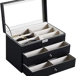 PU Leather 8 and 18 slots Eyeglasses Storage and Sunglass Glasses Display Case Organizer-image-42