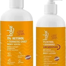 BAKE Anti Aging Bodycare Combo with Retinol & Ceramide Body Wash & Body Lotion | Reduces Fine Lines & Wrinkles, Skin Tightening, Boosts Collagen | Aged, Wrinkled, Sagging Skin | For Women & Men-0