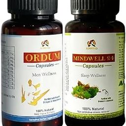 AUMNAAD ORDUM Men Wellness + MINDWELL 24 Sleep Wellness | 100% Natural Herbal Combo for Strength, Vitality, Sleep & Stress Relief - 60 Capsules Each-image-66