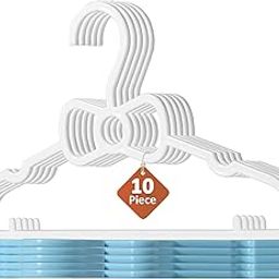 Kuber Industries 10 Pcs Small Baby Hangers for Clothes Hanging | Easy Organization Kids Hangers for Clothes & Nappies | Convenient Cloth Hangers for Wardrobe | Sky Blue & White-16