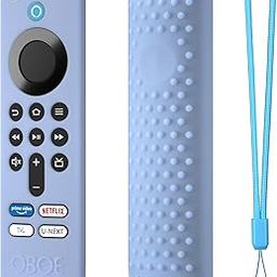 Oboe Silicone TV Remote Cover 'Compatible with' All New Fire TV Stick 4k & Fire Tv Stick HD Remote 2025 Model Protective Case with Lanyard (Glow in Dark Blue) [Remote NOT Included]-1
