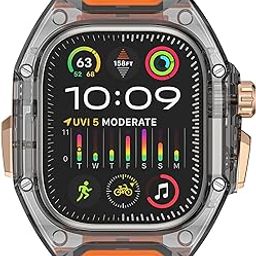FTK® Clear Heavy Duty Watch Case Band Compatible with Apple iWatch Series | Orange - 44/45 mm-image-72