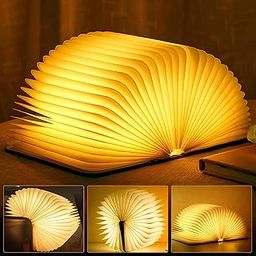 Molbory Novelty Folding Book Lamp, High Pressure Sodium Vapor Night Light,USB Rechargeable Wooden Table Lamp,Magnetic Design- Creative Gift Home Office Decor for Family Girlfriend(Pack of 1)-17