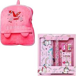 TOYTALES Unicorn Soft Velvet School Bag Combo for Kids | Plush Backpack with Unicorn Stationery Set | Cute Preschool Bag for Girls & Toddlers, Gift Pack, (2–5 Years)-image-66