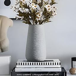 DecorTwist® Flower Vase | Plastic Flower Vases for Home Decor, Bedroom, Centrepiece Living Room, Office Decoration, Flower Pot Pampas Grass Vases (1, Grey Plain Design)-image-69