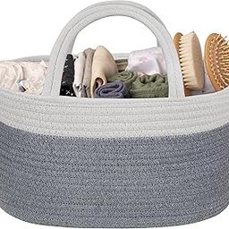 Natemia Rope Diaper Caddy Organizer│Large Portable Nursery Storage Bin and Car Travel Organizer│Tote Bag with Dividers for Diapers & Wipes with Sturdy Handles-image-38