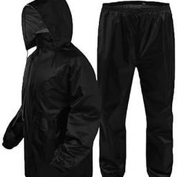 Heavy Duty Windproof A-Line Raincoat Jacket with Tapping Inside Pant Rider Rain Suit (Black)-picture-53
