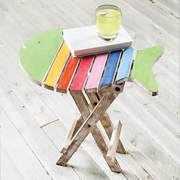 Daim® Beautiful Antique Wooden Side Table/end Table/Plant Stand/Stool Living Room Kids Play Furniture Table Fish Shape (Multi Colored, Hand Paint)-76