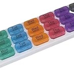 SHREETA Weekly Pill Organizer 3 Times A Day, 7 Day Pill Box Organizer Weekly Pill Box Case with 21 Large Compartments for Morning Noon Evening-Portable 7-day Organizer with Day Reminder Pill Box-2