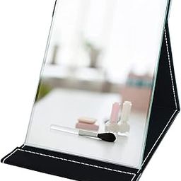 ZEUTER Portable Folding Makeup Mirror with Stand – HD Glass Vanity Mirror, PU Leather Cover, Adjustable Tabletop Travel Mirror for Desk, Camping, Personal Grooming, Unisex Use (Black, Rectangular)-image-69
