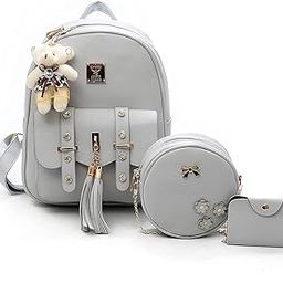 Fashion Girls 3-PCS Fashion Cute Mini Leather Backpack sling & pouch set for Women-image-56