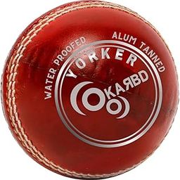 KARBD Cricket Ball Leather 4 Piece Professional Hand Stitching Seam Waterproof Coating Hard Season Ball for Practice and Tournament Club Matches (40 to 50 Overs, Yorker Red)-image-54