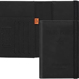 Passport Holder Cover Travel Wallet Organiser, Passport Case with RFID Blocking, PU Leather Travel Document Holder for Men&Women Travel Accessories, Black, Passport Cover-image-43