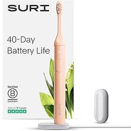SURI Electric Toothbrush - Award-Winning Sustainable Electric Toothbrushes Adults, Slim Sonic Toothbrush & Accessories, 40+ Day Battery, Travel Toothbrush. Certified B Corp, Pink-image-14