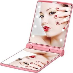 A4SHOP Travel Makeup Mirror with 8 LED Lights – Portable Folding Lighted Handheld Vanity Mirror, Compact Magnifying Cosmetic Mirror for Purse, Makeup Table or Travel Use – Multicolor (Pink)-image-74