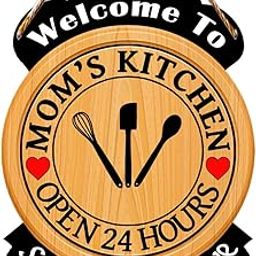 Poster And Frames Welocme to Mom Kitchen Open 24 hours seasoned with love Quote Wall art & Door Hanging Frame For Kitchen, Dining, restaurants Decor | Walland home Decor for Living Room | Room Decor Wall Decor Items For Bedroom | (Wooden, 11x9 Inch,brown)-27-3