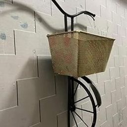 World Decor Iron Metal Cycle Basket Wall Decor (21 x 10.5 x 35in, Golden)-image-2