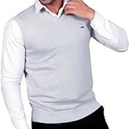 Men V-Neck Woolen Sleeveless Half Sweater for Winter-image-12
