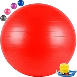 Gym Ball for Exercise Anti Burst with Foot Pump for Workout Yoga Ball for Women and Men for Balance Stability Training, Birthing for Pregnancy, Fitness (Color as Per Availability) (55 Cm)-image-37