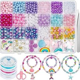 PATPAT® 773Pcs Color Unicorn Bracelet Making Kit Charming DIY Bead Kit Girls DIY Bracelet Making Kit Color Beads Bracelet Necklace Making Kit with Charm Pendent, Crystal Thread, Tweezer, Scissors-image-65