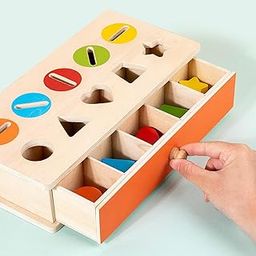 Fashion My Day Wooden Color and Shape Sorter Box Montessori Toys for Toddlers 1-3 Year Old-image-53