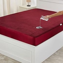 Amazon Brand - Solimo Water Resistant Polyester Mattress Protector, King Bed Size (78x72 inch), Beetroot-31