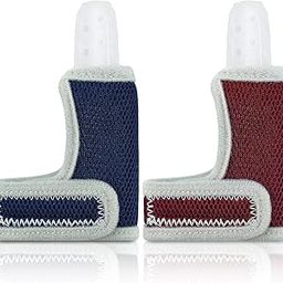 2 Pieces Silicone Toddler Baby Finger Guard with Breathable Wrist Band Thumb Kit to Prevent Children from Sucking Fingers (Blue, Red)-image-51