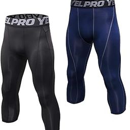 Men’s Leggings Fitness Pants 2 Pairs Pack Quick Dry Workout Sports Tight Trousers Base Layer Basketball Training-image-64