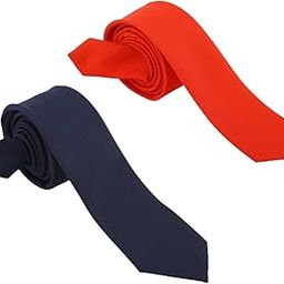 Mens Neck Tie Plaid Microfiber Self Silk Necktie With Pocket Square Boys Necktie Casual Formal Interview Party Matte Tie (Pack of 2-Navy Blue-Red)-image-71