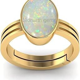 9.00 Ratti 8.00 Carat Certified Natural AA++ Quality Panchdhatu White Fire Opal Loose Gemstone Gold Plated Adjustable Ring for Men and Women-8