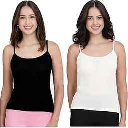 Fox World Womens/Girls Cotton Adjustable Strap Slip Camisole Pack of 2-image-87
