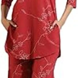 Women's Cotton Printed Floral Kurta Set with Palazzo Pants, Casual Wear-image-7