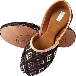 Women and Girls Stylish Grey Jutti Beads & Sequins Work Embroidered Punjabi Jutti for Women | Ideal for Daily use Office, Party-6
