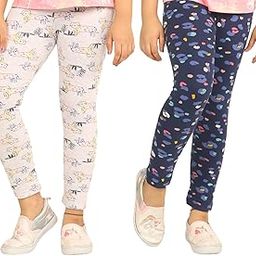 Girls Cotton Printed Non-Transparent Regular Fit Ankle Length Leggings-image-1