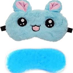 Jenna™ Cute Gel Fur Sleeping Eye Shade Mask Cover for Insomnia, Meditation, Puffy Eyes and Dark Circles Kitty Blue-image-94