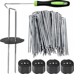 HASTHIP® 50Pcs Metal U Pins Multi Use Landscape Fabric Pins with 50Pcs Pin Holders & Pin Puller 7.87 inches Landscape Staples for Landscaping Artificial Grass, Weed Barrier, Camping-image-18