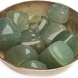 Plus Value Green Aventurine Pebbles with bronze (Kansa) Bowl Reiki Healing & Vastu Crystals (200grams)-image-53
