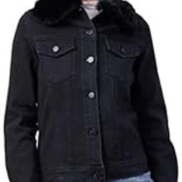 Women's Denim & Faux Fur Washed Long Sleeve Jacket (Black, M)-PID61776-image-85