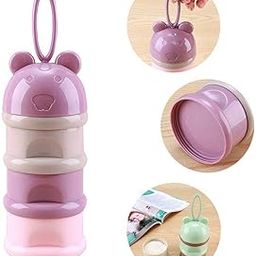 Mini Baby Plastic Best 3 Layer Milk Cute Bear Portable Baby Food Milk Powder Storage Bottle Milk and Food Container, Multicolour (3 layer)-13