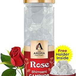 The Aroma Factory Pure Bhimseni Camphor, Rose, Zero Residue Kapoor with Fragrance for Pooja, Aarti Kapur | Bottle Pack of 1 x 80gm-image-93