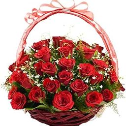 EG2i Fresh 30 Red Roses Flower Basket with Green Fillers Fresh Flowers Bouquet - Gift for Birthday, Mother's Day Gift, Anniversary, Wedding, Husband, Wife, Girlfriend, Boyfriend, Valentine's Day-image-63