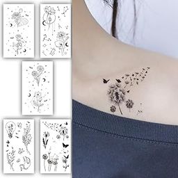 S.A.V.I 5PCS Temporary Tattoo Stickers - Waterproof, Nature-Inspired Designs with Floral, Fauna, Celestial Motifs, 10.5x6cm for Women & Girls-image-45