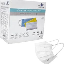 The Mask Lab - 3 Ply Surgical Mask/Disposable Respirator with Ear Loops ASTM F2100-11 (U.S.) Approved - Pack of 100-image-4