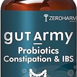 ZEROHARM Gut Army Probiotics For Constipation & Ibs 60 Veg Capsules,100 Billion Cfu For Constipation Relief,Stomach & Colon Cleanser,Diarrhea,Bloating & Acidity,Improve Digestive Health,1 Count-70