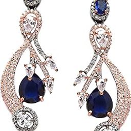 Rhodium-Plated American Diamond Studded Quirky Shaped Handcrafted Drop Earrings For Girls and Women-9